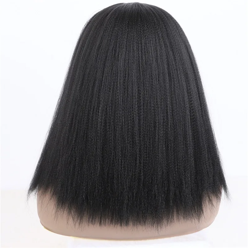 

Long Black Yaki Straight Snthetic Wig Headband Wig Hear Resistant Fiber Wig For Women Daily Party Use Nature Looking
