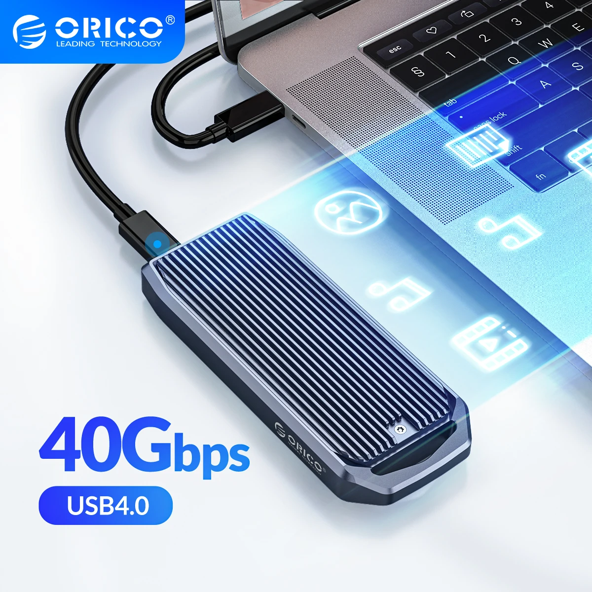 ORICO LSDT M2 SSD Case 40Gbps NVME Enclosure M.2 to USB Type C 4.0 SSD Adapter for NVME PCIE M Key SSD Disk Box M.2 SSD Case