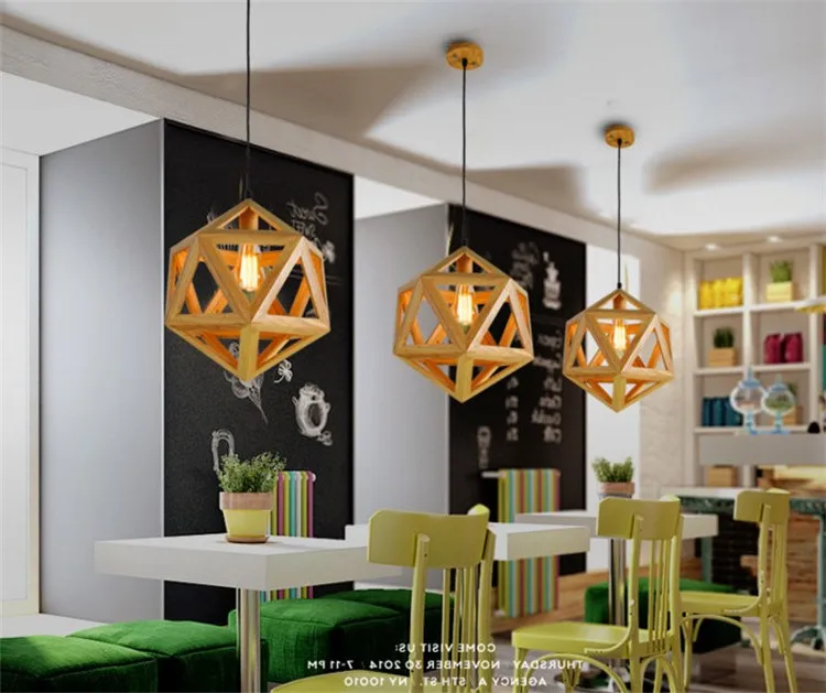 Скандинавский современный деревянный алмазный шар E27 110/220 В 40/45 см деревянные