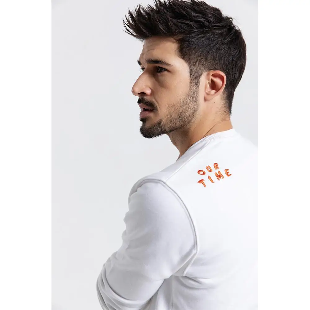 Мужское худи с вышитыми буквами SIMWOOD модный свитшот вырезами модель 190044 уличная