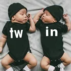 Комбинезон TW  IN, черное боди с надписью для новорожденных, для мальчиков и девочек, комбинезон для близнецов, хипстерская детская одежда, 0-24 м