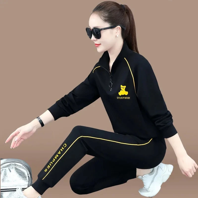 Костюм спортивный женский с принтом модный Повседневный пуловер и штаны для бега