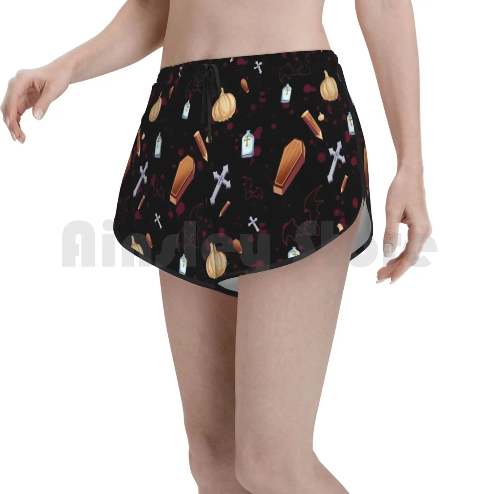 

Vampire Hunter Swim Shorts Quick Dry Women Beach Short Vampire Monster Hunter Garlic Cross Holy Water Stake Coffin Undead