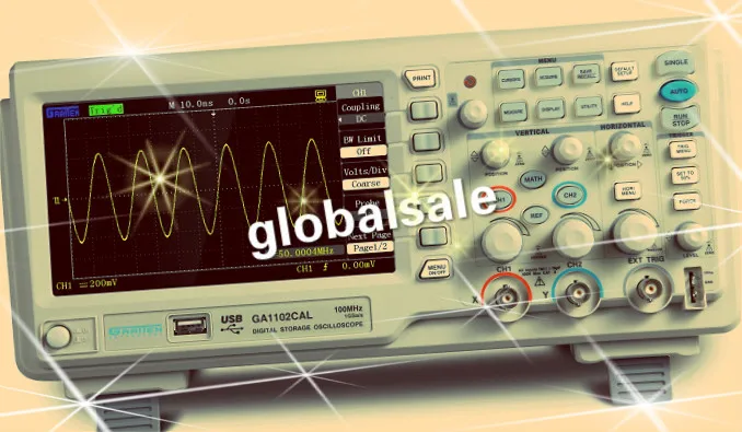Цифровой осциллограф GA1102CAL 100M Hz 1G 7-дюймовый ЖК 2-канальный триггерный бесплатная