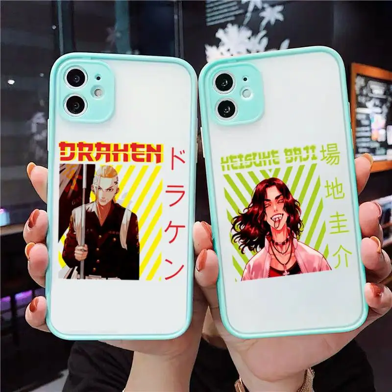 

Tokyo revengers Phone Case For iPhone 13 12 11 Mini Pro XR XS Max 7 8 Plus X Matte transparent blue Back Cover
