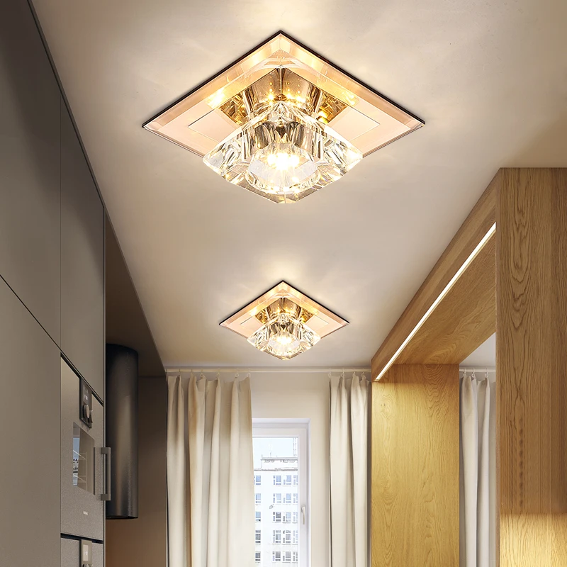 

LukLoy Modern Crystal Ceiling Spotlight Colored Light Surface Mounted Spot Lights Embedded Downlight Crystal Recessed Down Light