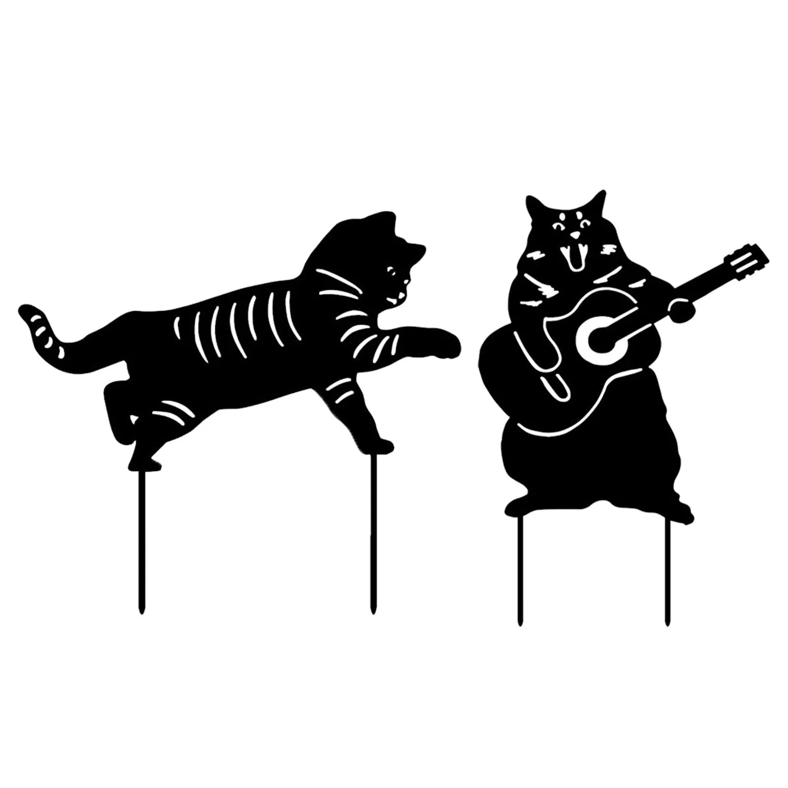 

2pcs Acrylic Sign Gift Easy Install Lawn Waterproof Art Craft Garden Stakes Outdoor Lifelike Animal Display Black Cat Home Decor