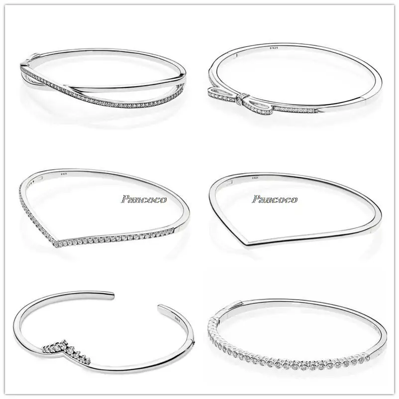 

Женский браслет из серебра 925 пробы, с блестящим бантом и фианитом