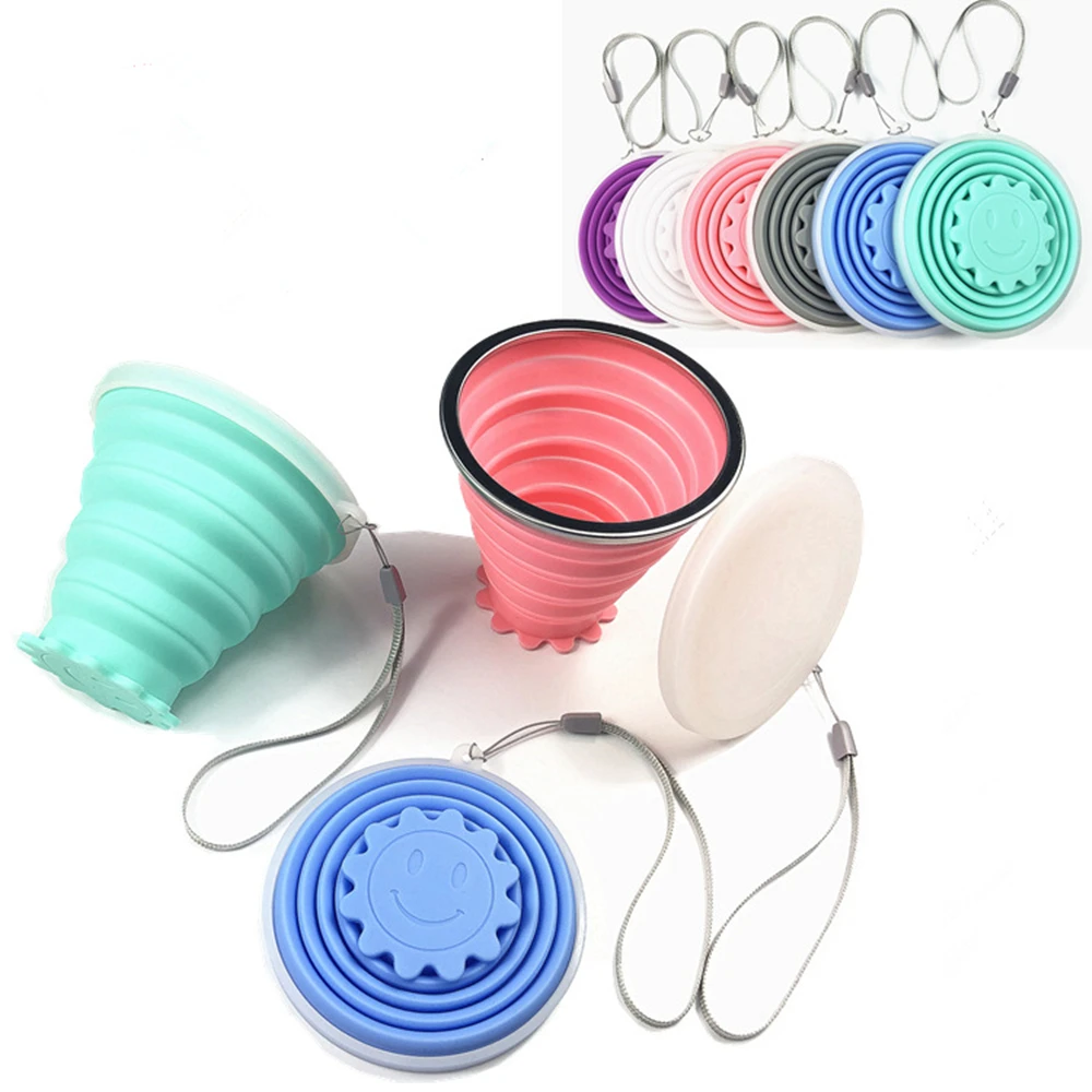 1 шт. 250 мл складные стаканчики цветные Портативный открытый Кофе Handcup силиконовый