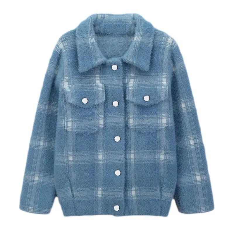 

Autumn 2020 New Women's Sweater Coat Thicker Warm Female Mink Cashmere Knit Cardigan Ladies Short Jacket Outerwear Top Mujer 604