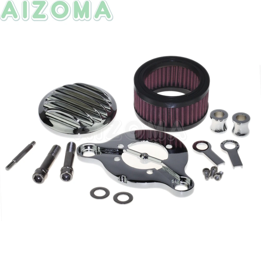 Chrome Motorbike High-Flow Washable Air Filter Intake Cleaner Kit For Harley Sportster XL1200 883R 883N 883C Nightster Low 14-18 |