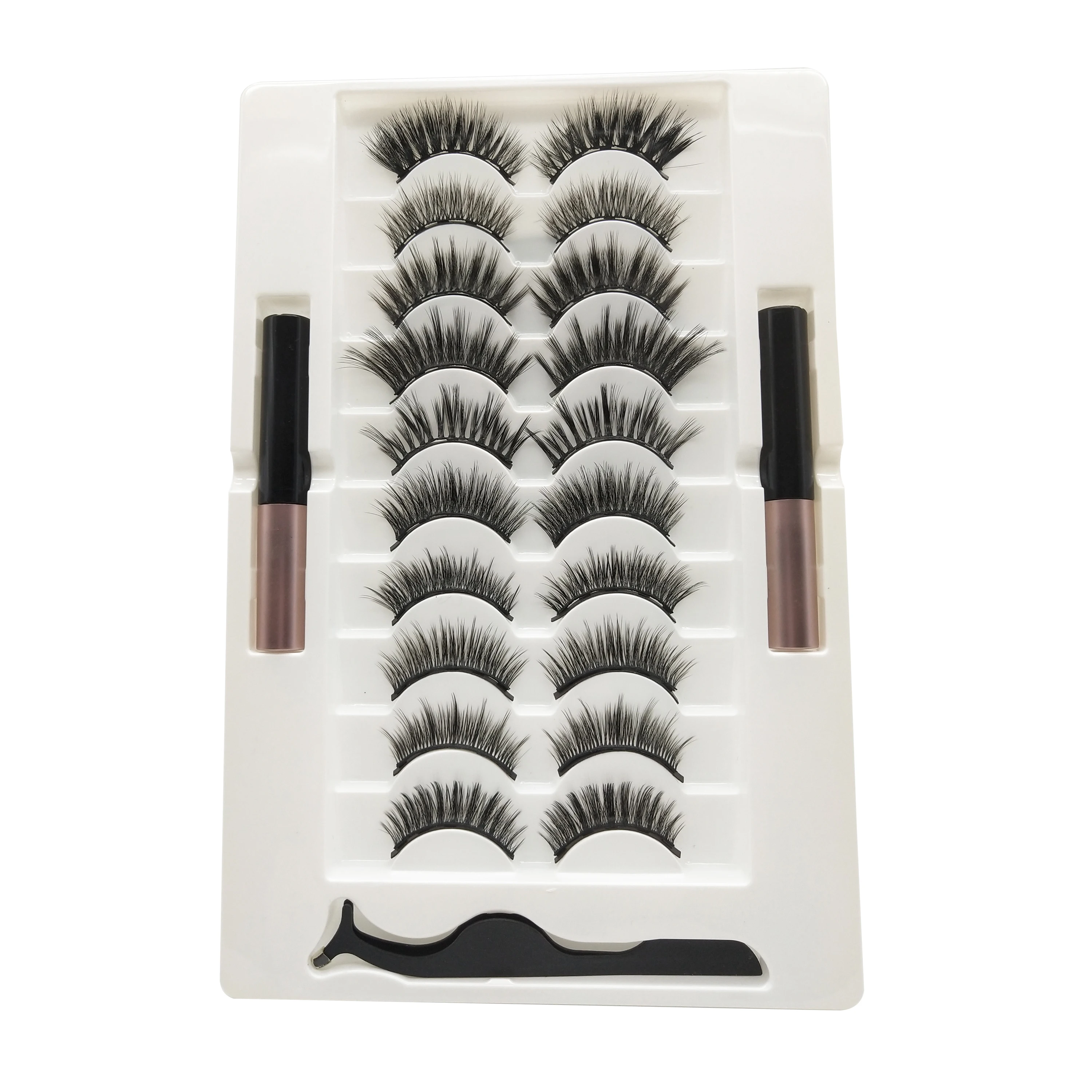 

AINIFLY Magnetic Eyelashes Pre-made Curling Fan Eyelashes Thick and Long Eyelashes 10 Pairs of Mixed False Eyelashes Makeup Tool
