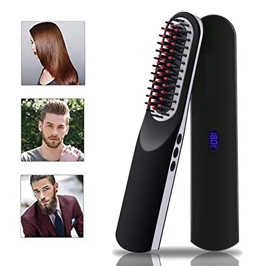 Беспроводной для мужчин быстрый выпрямитель для бороды Styler гребень lcd Многофункциональный беспроводной USB щетка для выпрямления волос MCH фен Расчёска
