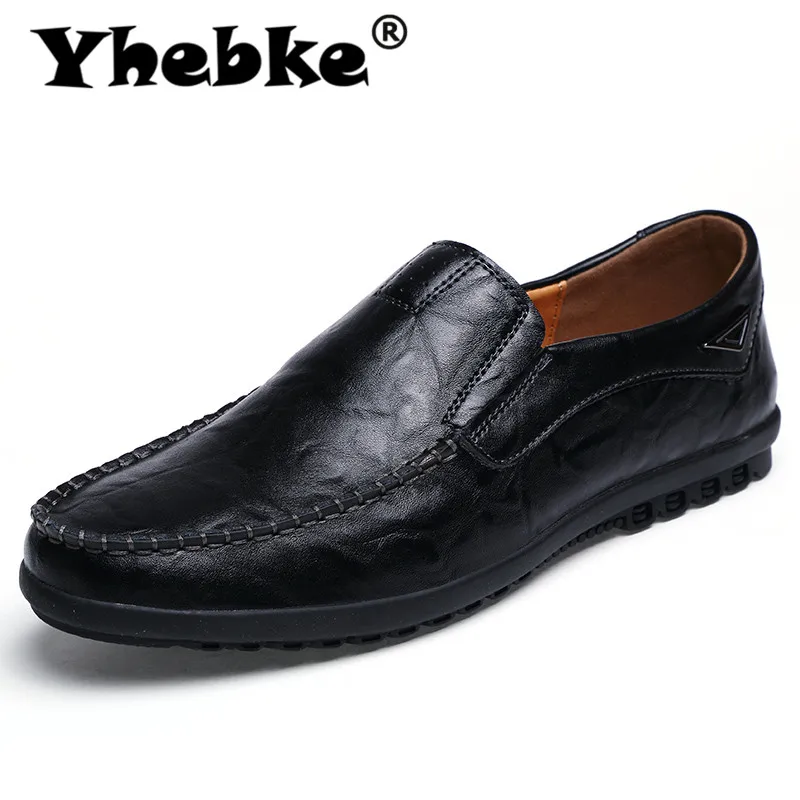 2020 Fashion Leather Mens Shoes Casual Flat Men Breathable Loafers Genuine Slip On Moccasins Driving Size 47 | Обувь