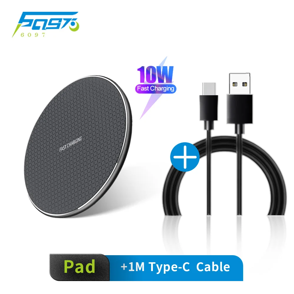 

6097 Wireless Charger for iPhone 11 Xs Max X XR 8 Plus 10W Fast Charging Pad for Ulefone Doogee Samsung Note 9 Note 8 S10 Plus