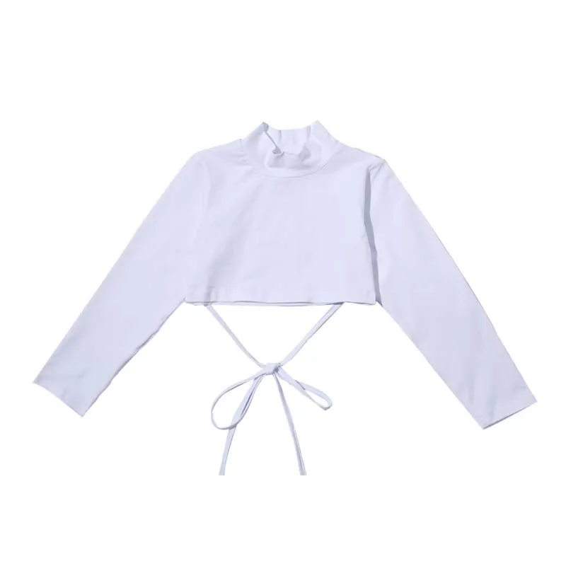 white top Летние костюмы для джазовых танцев; детская одежда с длинными рукавами и штаны; уличная одежда в стиле хип-хоп; современный танцевальный костюм для девочек; одежда для рейва - Цвет: white top