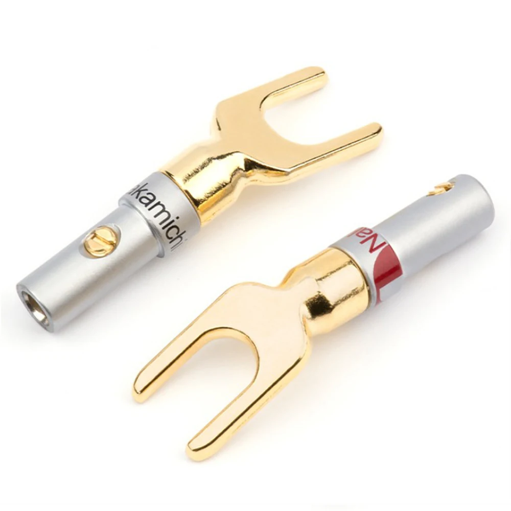 

Fork Spade Y-Type Gold Plated Copper Banana Plug Adapter Terminals Audio Video Amplifier Speaker Cable Wire Connectors