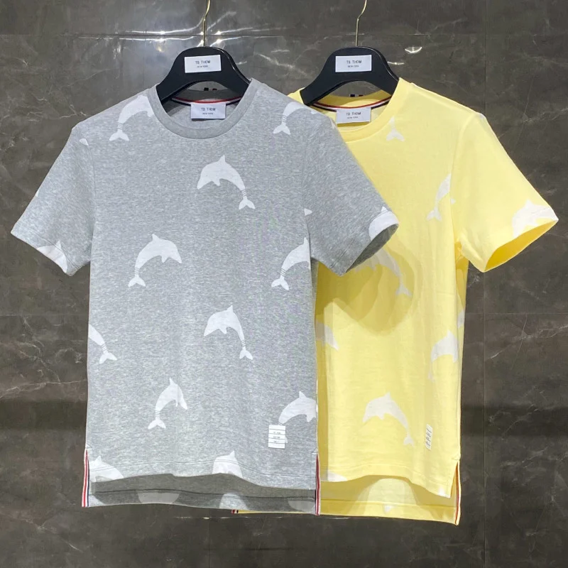 

Fashion 2021 New TB THOM Brand T-Shirt Men Women Short Sleeve Casual Clothing Dolphin Pattern Summer O-neck Cotton Shirts tees
