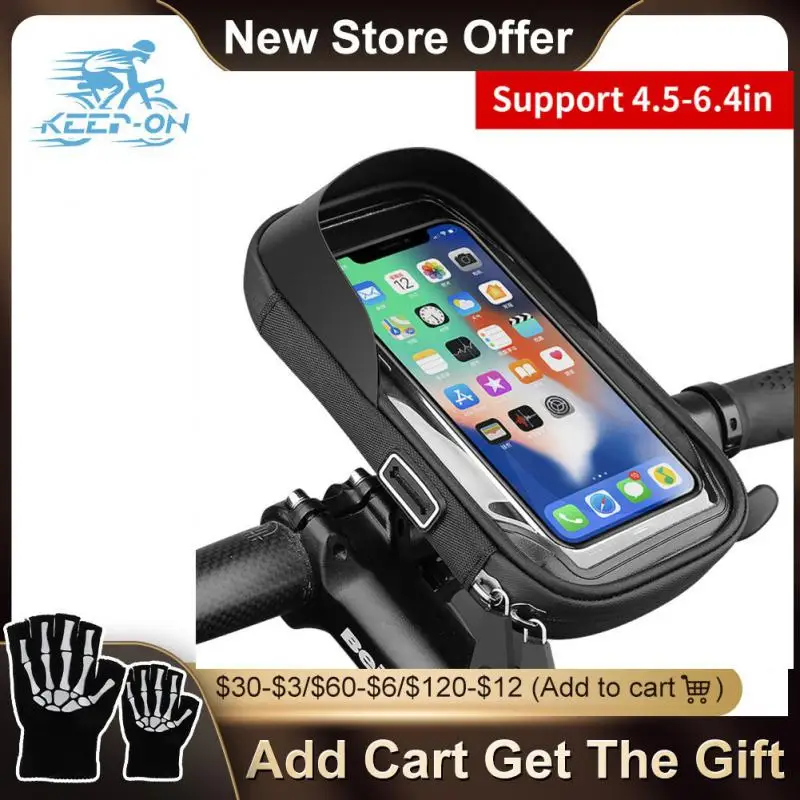 

HNQH Rainproof Bike Bag Bicycle Front Cell Phone Holder With Touchscreen Top Tube Cycling Reflective MTB Accessories