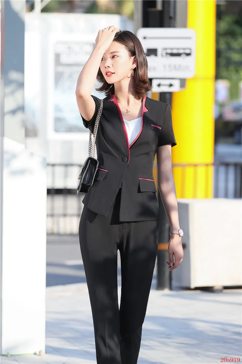 Элегантный деловой женский костюм брюки женские деловые костюмы черный пиджак и