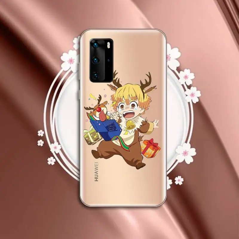 

Christmas Demon Slayer Phone Case Transparent for huawei P 40 30 20 lite pro smart 2019 honor 8X 10i 10 funda