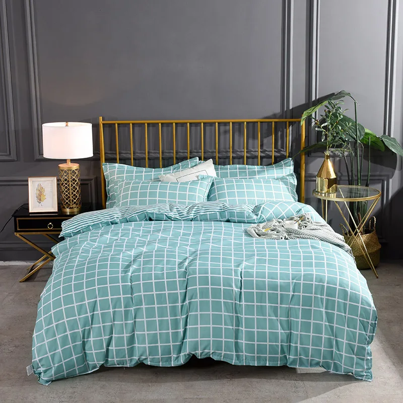

Green Plaid Fashion Youthful Style Home Textile Duvet Cover Bed Sheet Pillow Case Single Double Queen King For Home Bedding Set