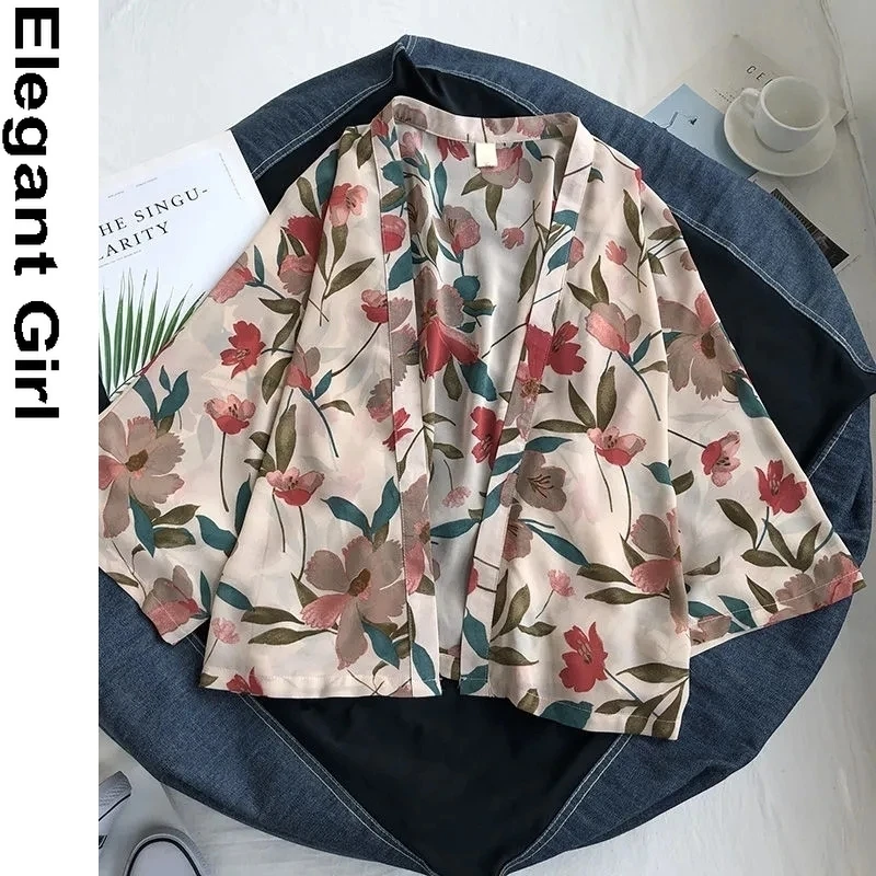 

Plus Size Fat Mm300 Catties Chiffon Shirt Women Summer Floral Thin Blouse Shawl Coat Loose Sun Protection Clothing
