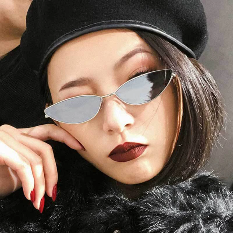 

Металлические солнцезащитные очки «кошачий глаз» в маленькой оправе, модные трендовые морские солнцезащитные очки, женские/мужские роскош...