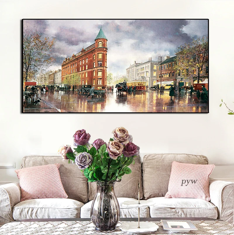 

Paris Street Sunset Landscape Nordic Canvas Paintings Eiffell Tower Posters and Prints Wall Art Pictures For Living Room Decor