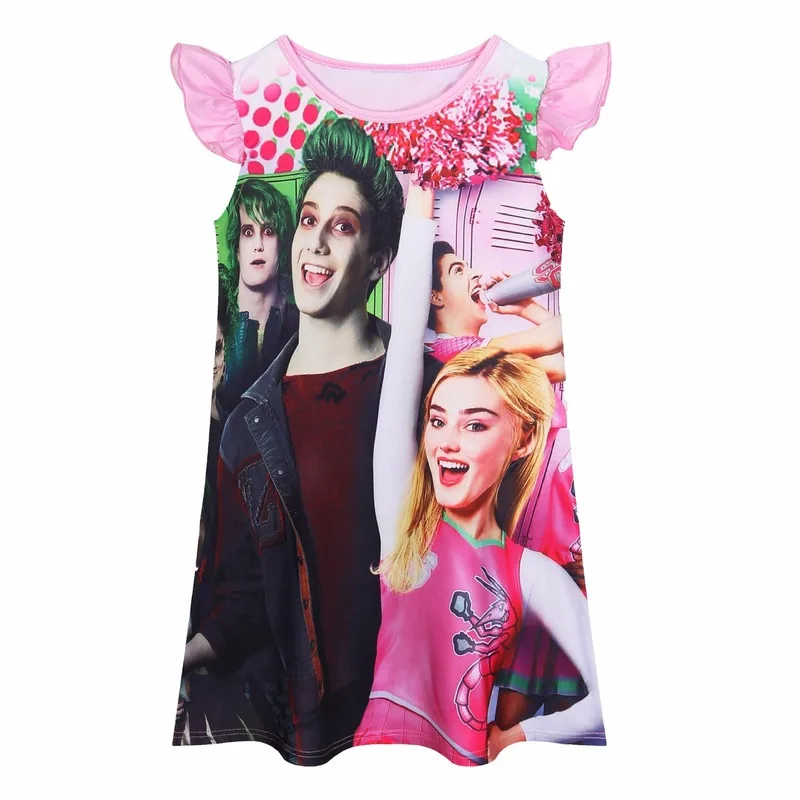 kids dresses for girls zombies 2 zed addison cosplay sleeveless ruffle nightdress home wear childrens cartoon pajamas casual free global shipping