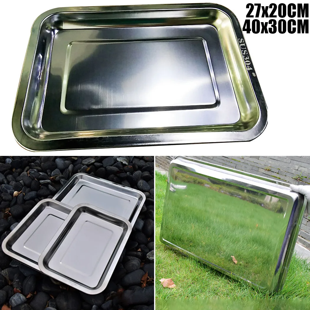 

Stainless Steel Plate Tray 27x20cm 40x30cm Flour Fruit Kitchen Noodles