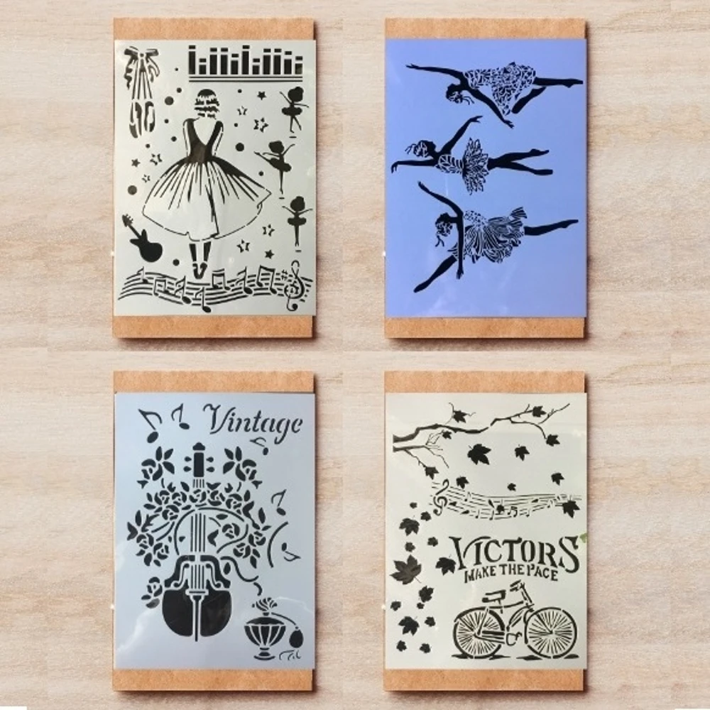 4 шт./лот А4 музыкальная девушка танцевальная скрипка Сделай Сам Многослойные