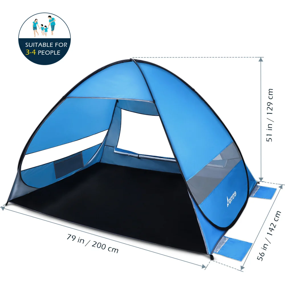 

MOVTOTOP Pop-Up Beach Tent Portable Automatic Tents Sun Shelter for Hiking Camping Vacation 200x145x130cm