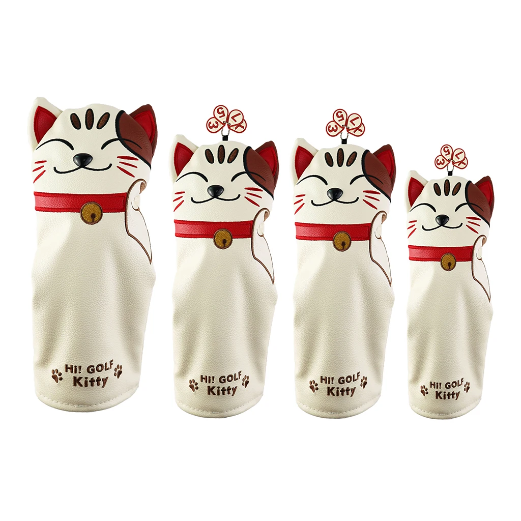 

4pcs Cartoon Mallet Putter Cover Golf Club Head Covers Long Neck Value Set
