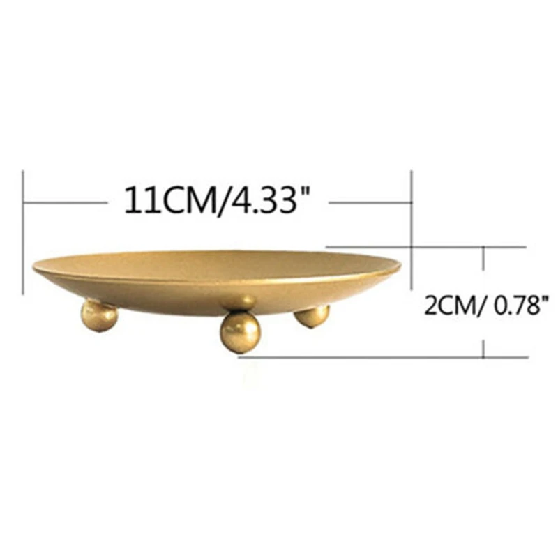 

Golden Candle Holder Tray Storage Tray Fruit Tray Desktop Small Items Jewelry Display Tray Housewarming Wedding Party Decoration