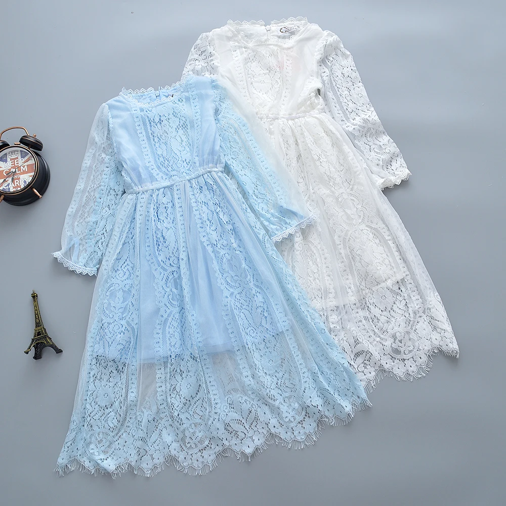 

ZWF699 Spring Kids Dresses For Girls Baby Clothing Bowknot Cute Full Sleeve Ball Gown Princess Kids Children Casual Dress