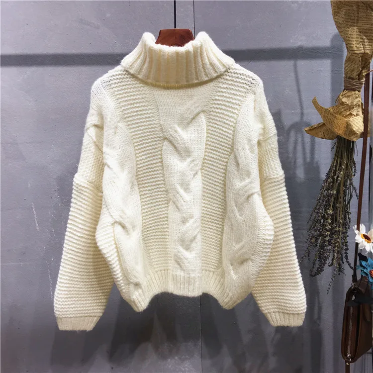 Осень-зима 2019 Для женщин пуловер свитер корейский стиль Винтаж твист трикотажная
