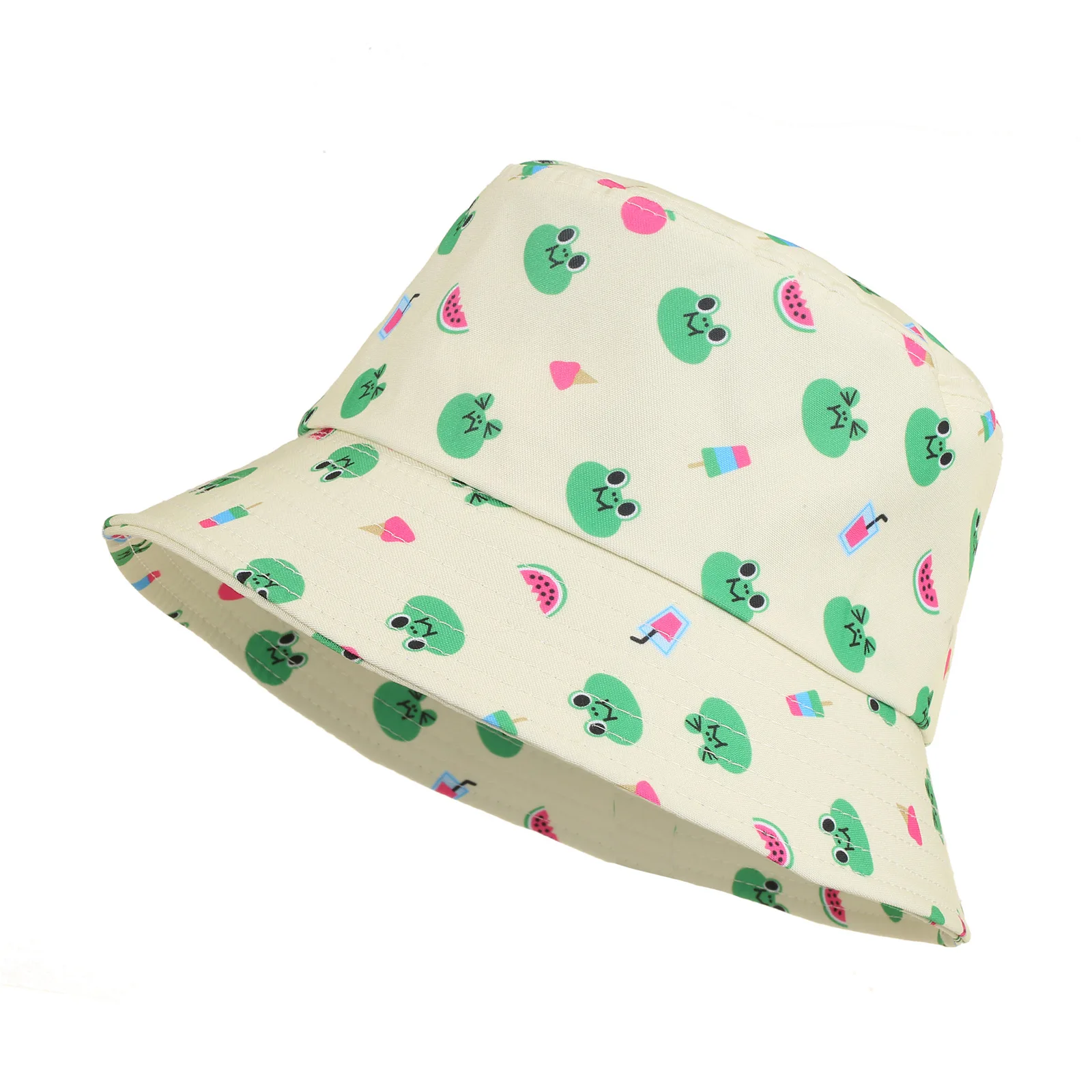 

Frog Flower Print Panama Hat Cap Reversible Bucket Hat Summer Sun Hats For Women Men Gorras