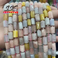 natural faceted morganite cylinder stone beads loose spacer beads for jewelry making diy bracelet charms accessories 8x11mm 15
