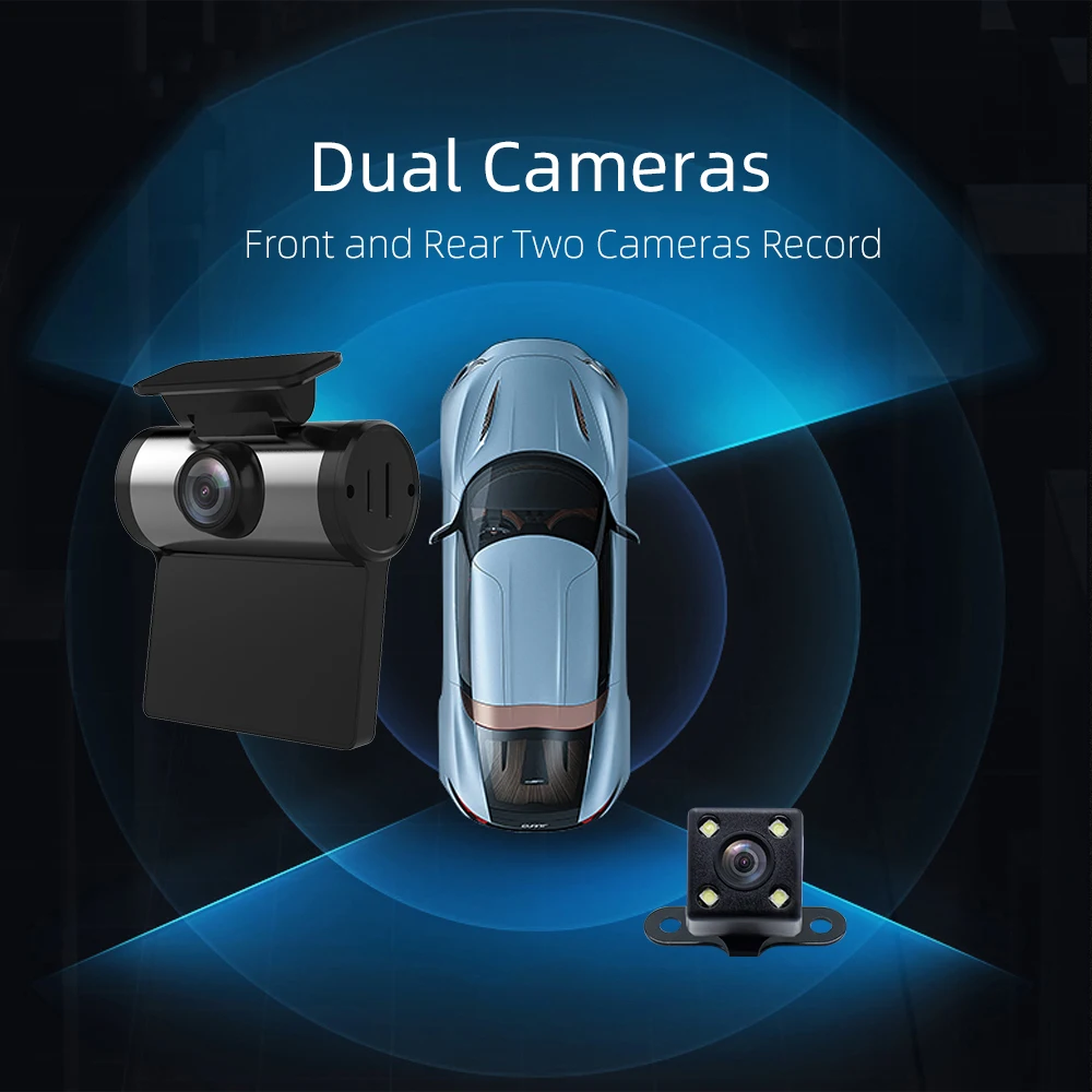 

Car Dash Camera Full HD 1080P Magnetic Mount Dash Cam Dual Lens Automobile DVR Front and Rear Cameras for Car Recording H1