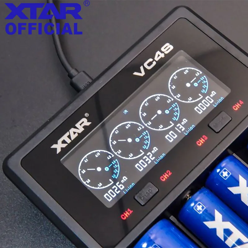 Зарядное устройство XTAR VC4S QC3.0 быстрая зарядка аккумуляторов 1 2 в AAA AA Liion 10400 32650