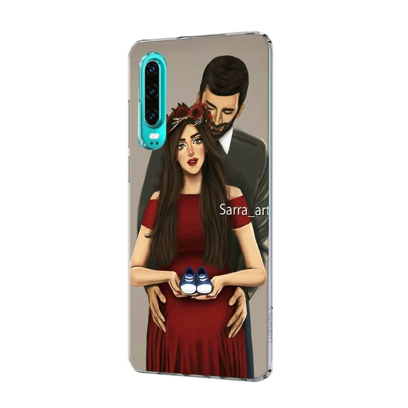 Case for Huawei Honor View 20 8 8X 8C 9 9X Pro Lite Note 10 Play 6A 7A 7C 7X Cover Black Brown Hair Baby Mom Girl Queen | Мобильные