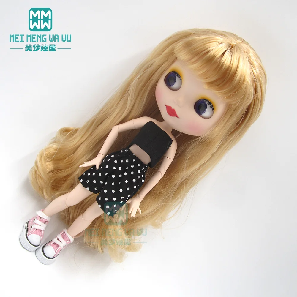 1pcs Blyth doll Clothes fashion Open back T-shirt and polka dot shorts for blyth azone ob24 1/6 dolls Accessories | Игрушки и хобби