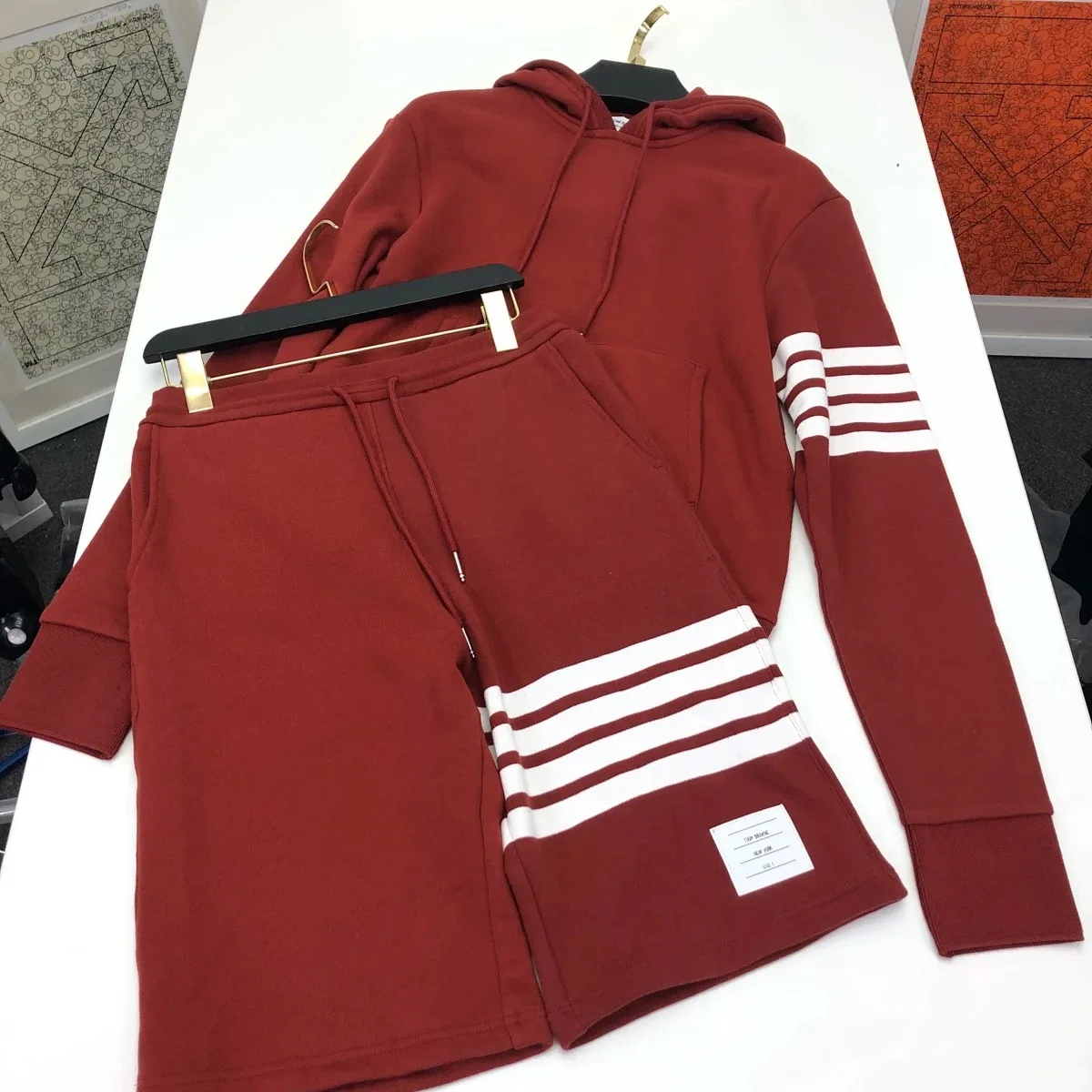 

TB 2021 Fashion THOM Brand Casual Shorts Men Women Summer Cotton Sports Trousers Striped Panelled Jogger Track Shorts