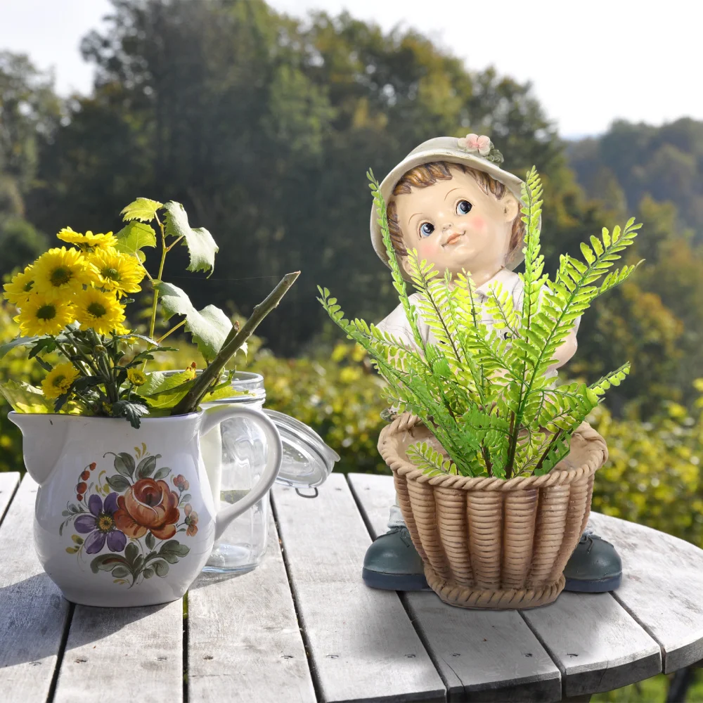 

Lovely Small Flower Pot Cartoon Boy Adornment Outdoor Garden Ornaments