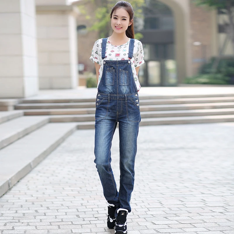 Free Shipping 2021 New Fashion Long Pants Jumpsuit And Rompers Denim Bib Pants Spring Casual Loose Trousers Spaghetti Strap S-XL