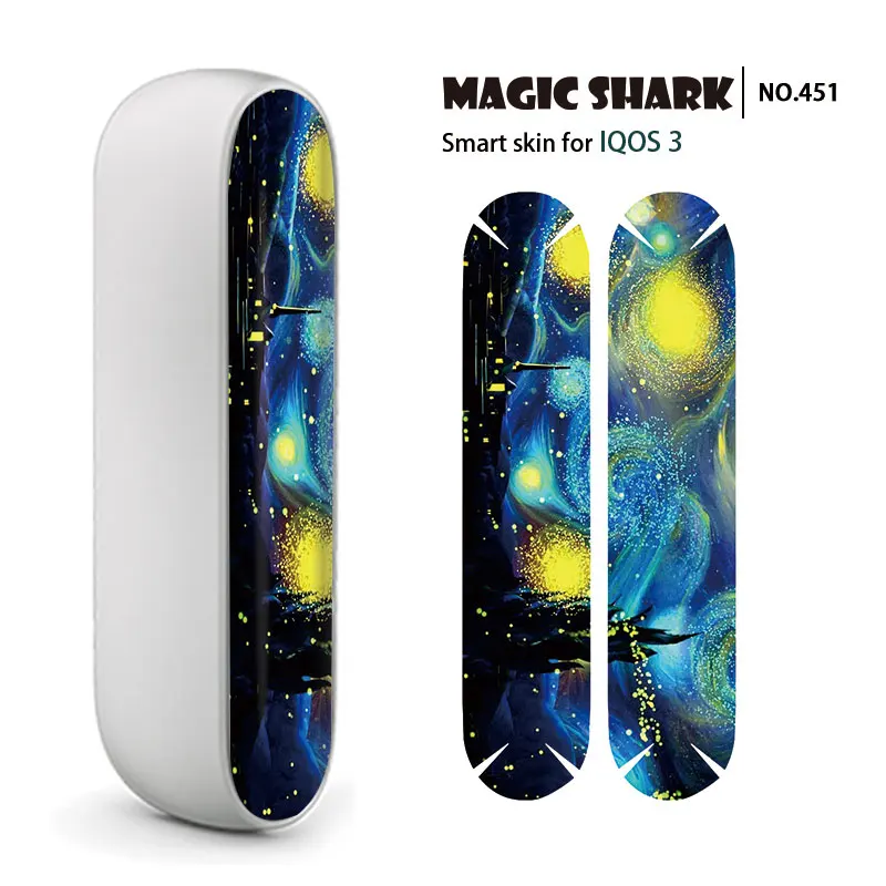 

Magic Shark Fashion USA Flag Feather Blocks Painting PVC Sticker Case Full Film for IQOS3 IQOS 3.0 3