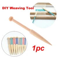 hot 1pc diy weaving tool wood woven sweater scarf tapestry bobbin stick single head solid crochet hook diy loom tools