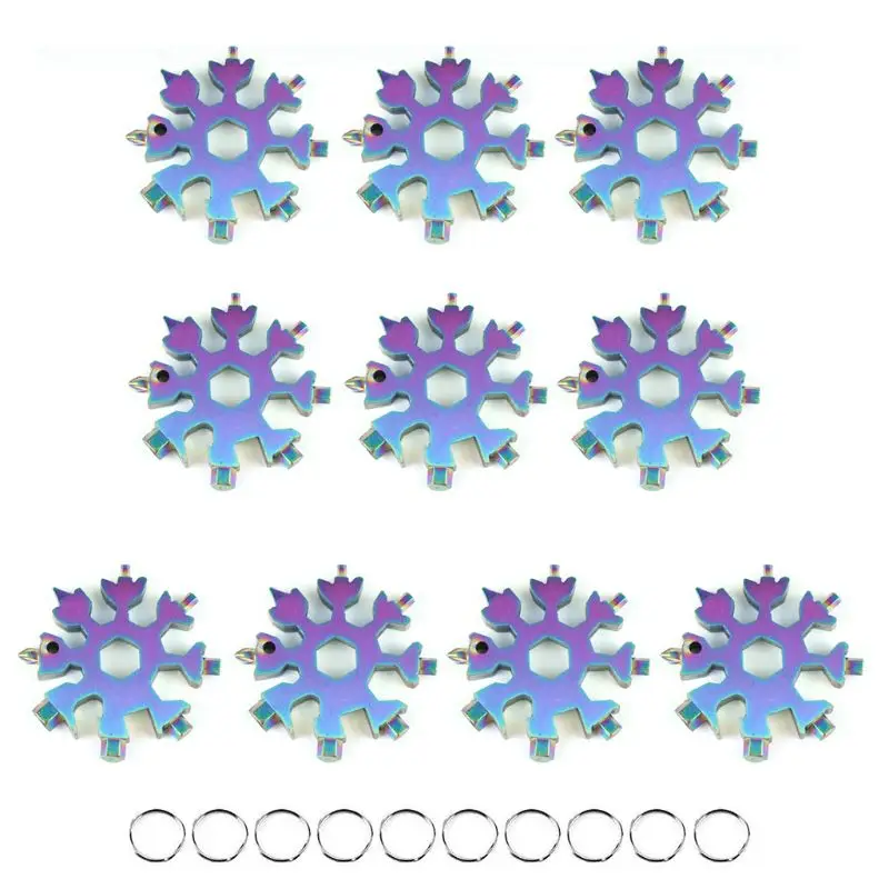 

10 Pack 18-in-1 Snowflake Multi-Tool,Stainless Steel Multitool Card