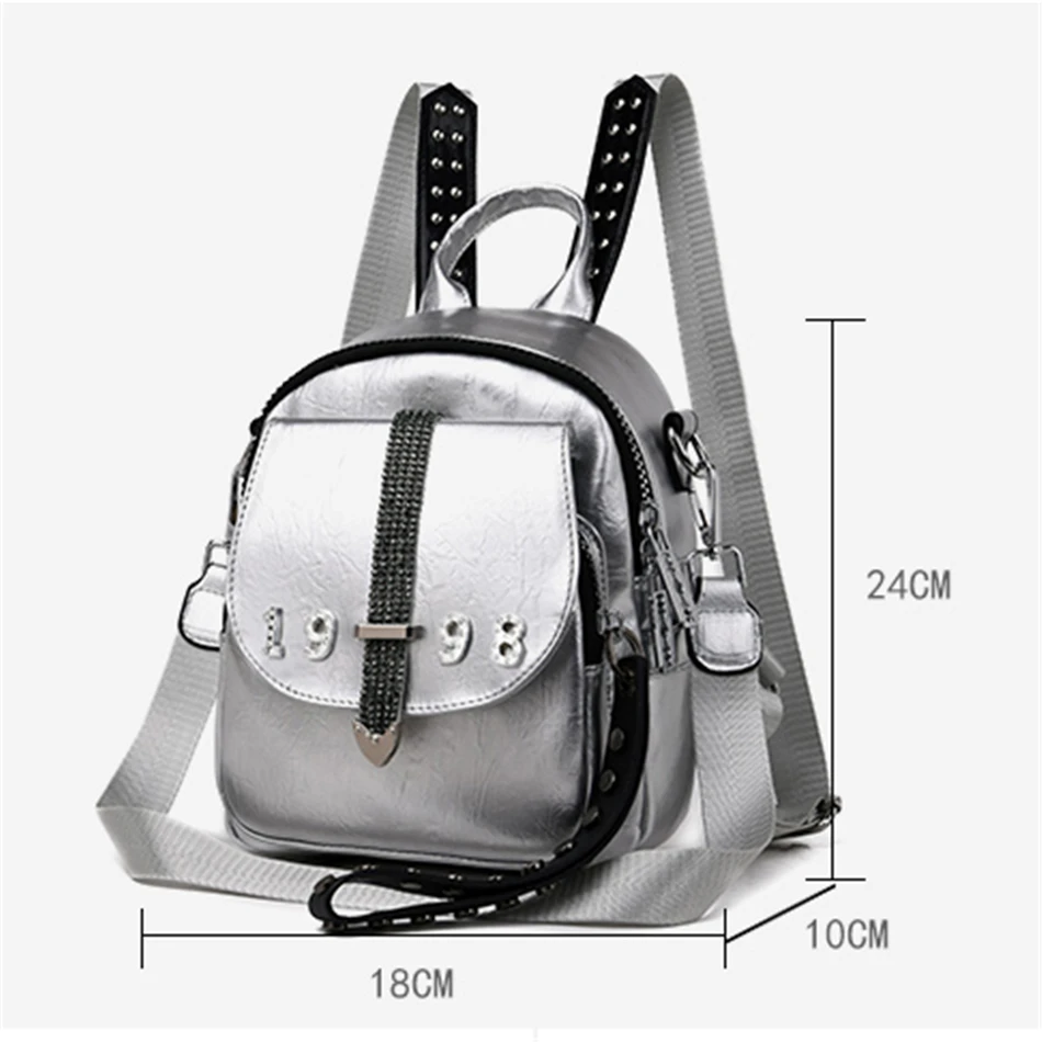 2019 New 3 in 1 Women Soft Leather Backpack High Quality Luxury Ladies Diamond Shoulder Bags Fashion Rivet Bag For Teenage Girls | Багаж и